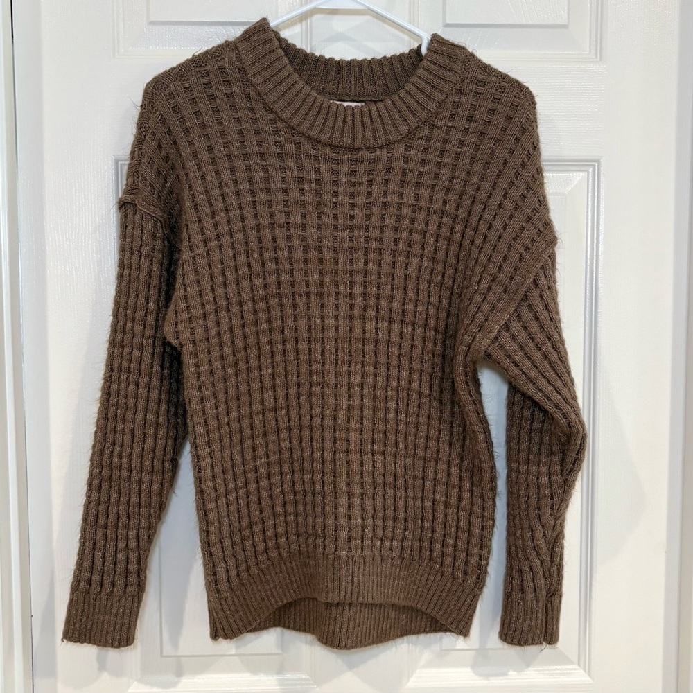 SO Long Sleeve Crew Neck Comfy Brown &Striped Sweaters Set Juniors Women Sz S-M - Picture 10 of 17